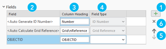 The Fields table on the Guide To Numbered Features element