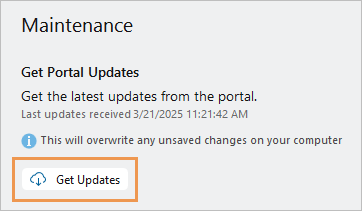 Get Updates button on Info page