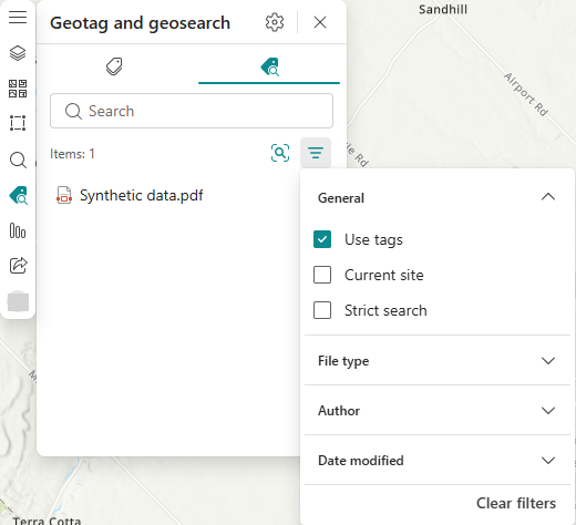 Search filters pane