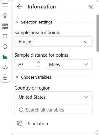 Information tool tab options