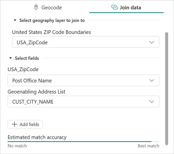 Join data in the Geoenable pane