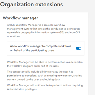 Organization extensions Workflow manager options