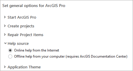 Opciones de fuente de la ayuda de ArcGIS Pro