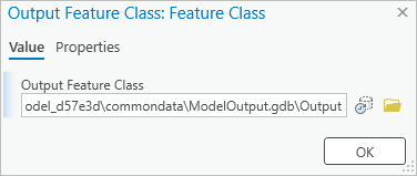 Cuadro de diálogo Clase de entidad de salida