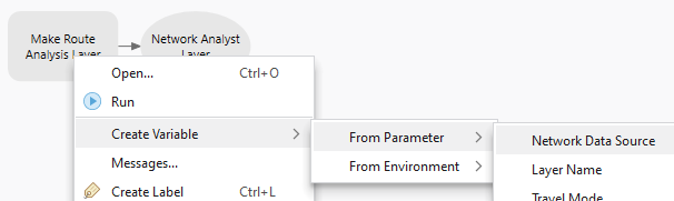 Agregue el parámetro de la fuente de datos de la red como variable del modelo.