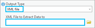 En la herramienta Extraer datos de geodatabase, Tipo de salida se establece en archivo XML.