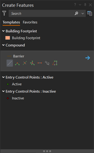 Fenêtre Create Features (Créer des entités)