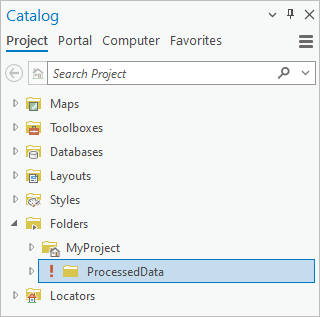 Fenêtre Catalogue avec une connexion à un dossier non valide