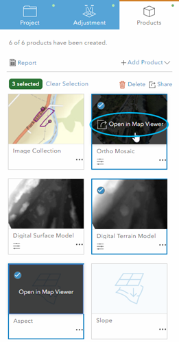Fenêtre Products (Produits) avec option permettant d’ouvrir et de charger des produits dans l’application Web