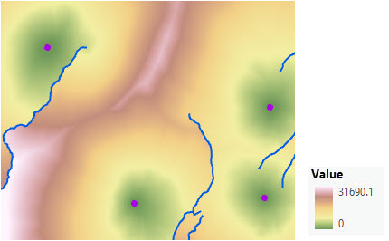 Carte de la distance de coût cumulé avec ajout d’un facteur vertical