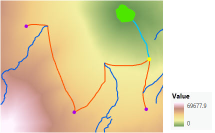 Carte d’un chemin optimal allant du nouveau parc à un poste de garde