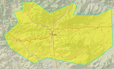 Carte identifiant la manière dont les élèves parcourent le paysage pour se rendre à leur école