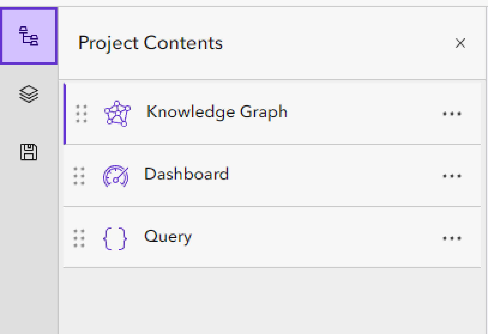 Volet Project Contents (Contenu du projet)