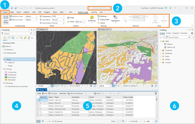 Interface utilisateur de ArcGIS Pro