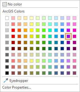Palette de couleurs contenant la couleur Anemone Violet (Violet anémone) (ligne 4, colonne 11)