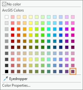 Palette de couleurs indiquant la couleur Cabernet (ligne 10, colonne 12).