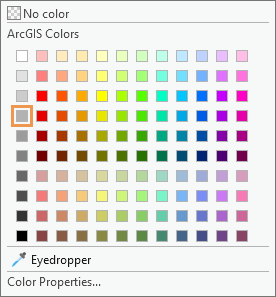 Palette de couleurs contenant la couleur Gray 30% (Gris 30 %) (ligne 4, colonne 1)