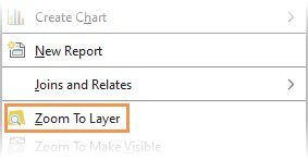 Commande Zoom To Layer (Zoom sur la couche) du menu contextuel