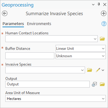 Outil de géotraitement Summarize Invasive Species (Récapituler les plantes invasives)