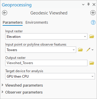Outil Geodesic Viewshed (Champ de vision géodésique) tel qu’il apparaît à un utilisateur avec licence