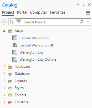 Fenêtre Contents (Contenu) avec le conteneur Maps (Cartes) développé