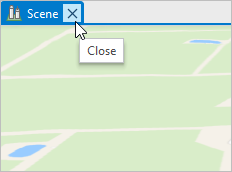 Bouton Close (Fermer) dans l’onglet de vue de la scène