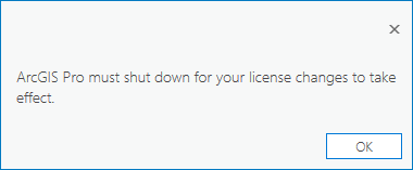 Invite demandant d’arrêter ArcGIS Pro