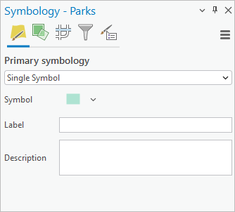 Fenêtre Symbology (Symbologie) affichant le symbole de la couche Parks (Parcs)