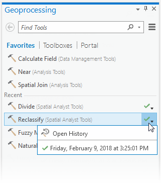 Outils de géotraitement récemment exécutés