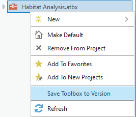 Enregistrer la boîte à outils dans une version