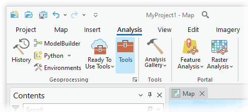Outils de géotraitement sur l’onglet Analyse
