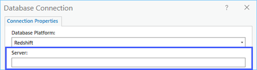 Désignez le serveur Redshift dans le champ Serveur.