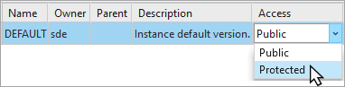 Sélectionnez Protégé comme valeur du champ Accès dans la vue Versions.