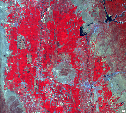 Les canaux infrarouge, rouge et vert sont rendus sous forme de raster RVB.