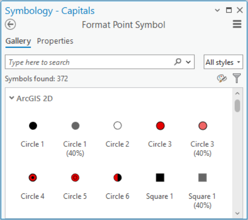 Mode Format Symbol (Modifier le symbole) de la fenêtre Symbology (Symbologie)