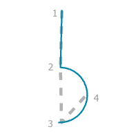 Guide de construction pour l’option de règle Segment Then Half Circle (Segment suivi d’un demi-cercle)