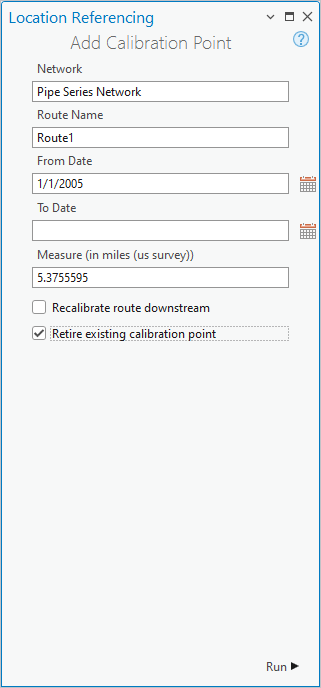 Fenêtre Add Calibration Point (Ajouter un point de calibrage)