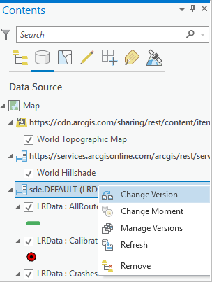 Commande Change Version (Changer de version) dans le menu contextuel