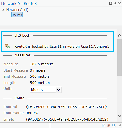 Section Verrou LRS de la fenêtre contextuelle Identify Routes (Identifier des itinéraires)