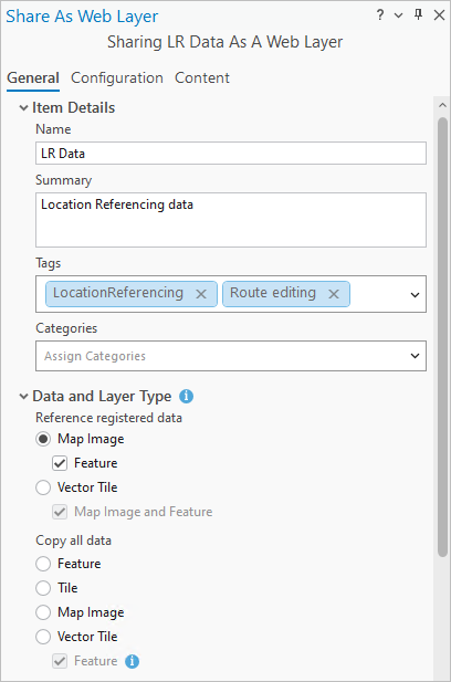 Fenêtre Share As Web Layer (Partager en tant que couche Web)