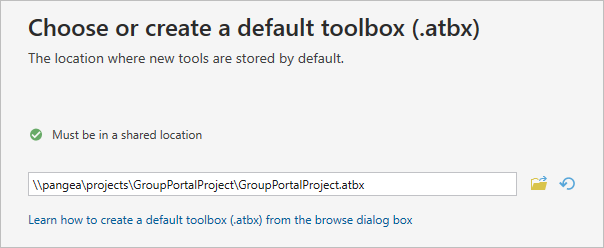 Page de la boîte à outils par défaut de l’assistant