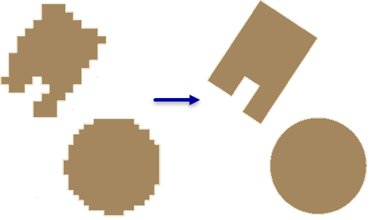 Illustration de l’outil Regularize Building Footprint (Régulariser l’emprise de bâtiment)