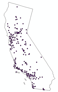 Localisations ponctuelles des installations de surveillance de la couche d’ozone