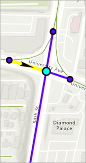 選択したジャンクションに接続されている 5 つの隣接道路のうちの 1 つ