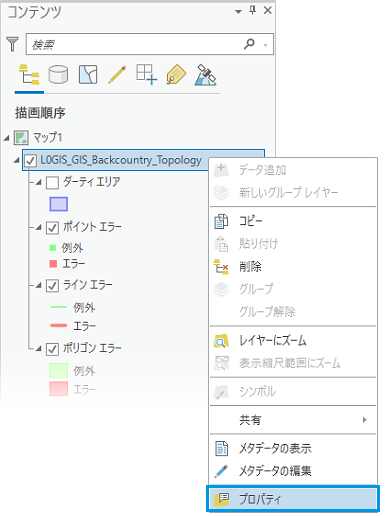 Web フィーチャ レイヤーとして公開されたトポロジーのプロパティへのアクセス