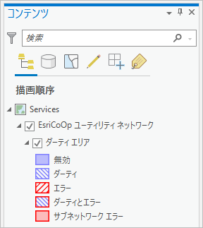 コンテンツ ウィンドウのユーティリティー ネットワーク レイヤー