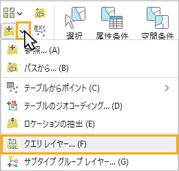 データの追加メニューを展開し、クエリー レイヤーを選択します。