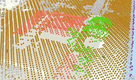 LiDAR データの断面ビューの例