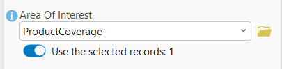 Area Of Interest parameter with the Use the selected records toggle button turned on