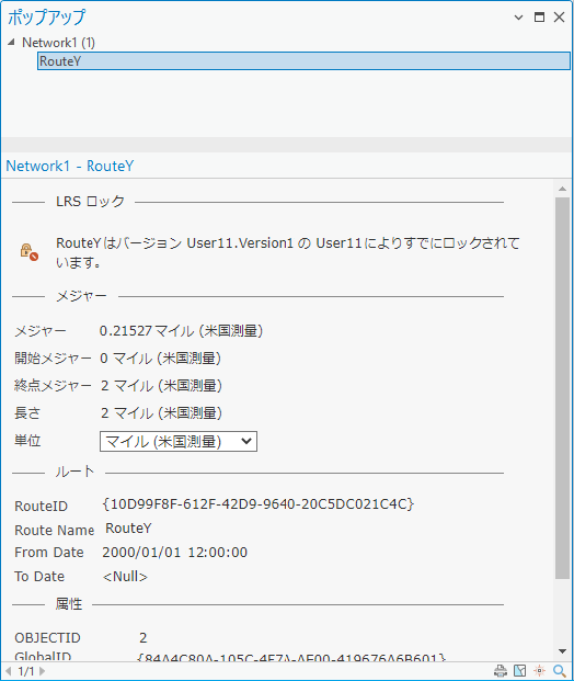 [個別属性] ポップアップ、LRS ロック セクション